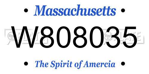 W808035 Massachusetts License Plate