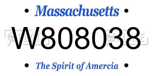 W808038 Massachusetts License Plate