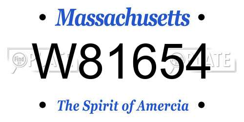 W81654 Massachusetts License Plate