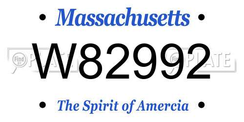 W82992 Massachusetts License Plate