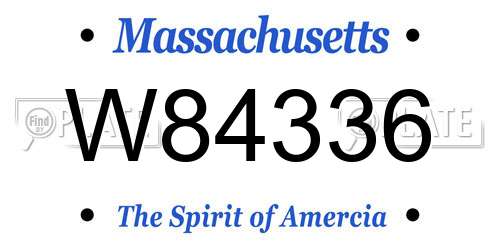 W84336 Massachusetts License Plate