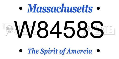 W8458S Massachusetts License Plate