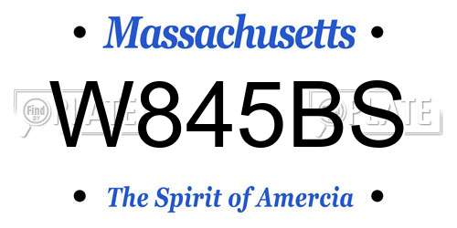 W845BS Massachusetts License Plate