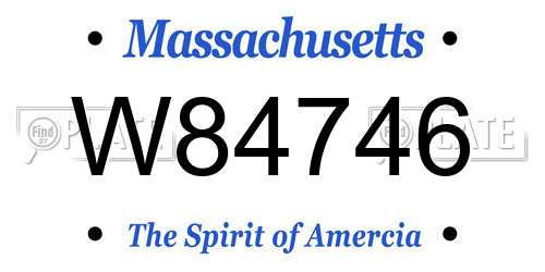 W84746 Massachusetts License Plate