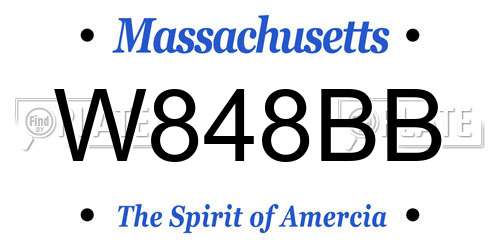 W848BB Massachusetts License Plate