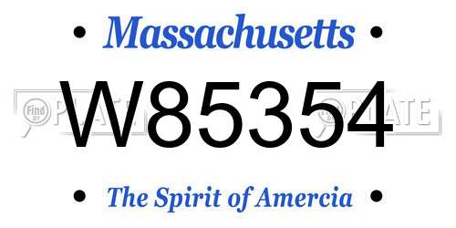 W85354 Massachusetts License Plate