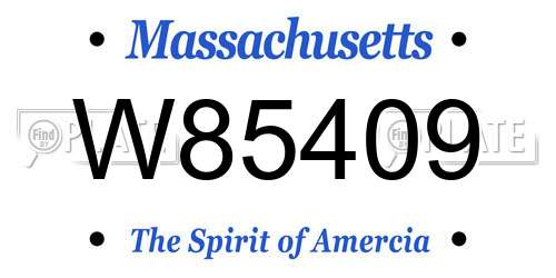 W85409 Massachusetts License Plate