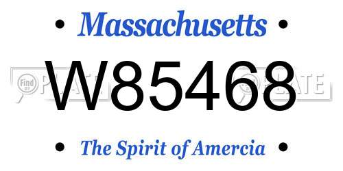 W85468 Massachusetts License Plate