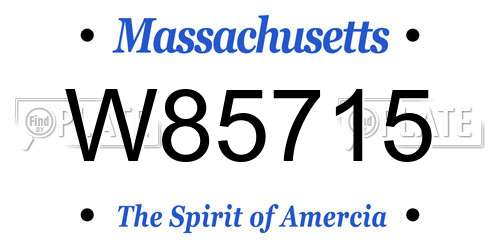 W85715 Massachusetts License Plate