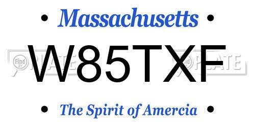 W85TXF Massachusetts License Plate