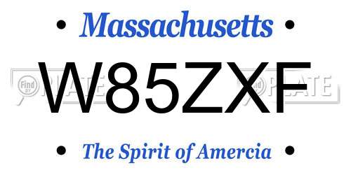 W85ZXF Massachusetts License Plate