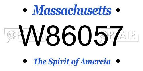 W86057 Massachusetts License Plate
