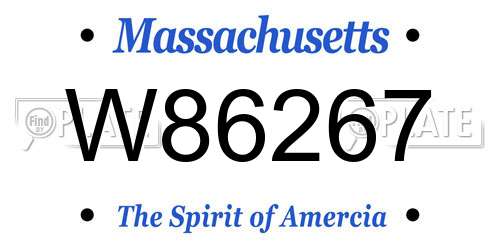 W86267 Massachusetts License Plate