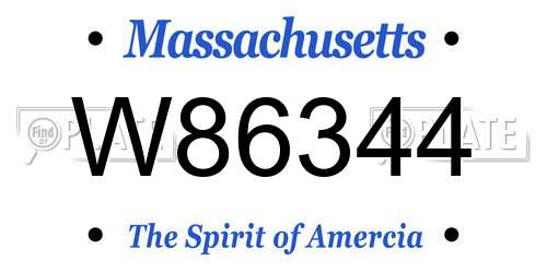 W86344 Massachusetts License Plate