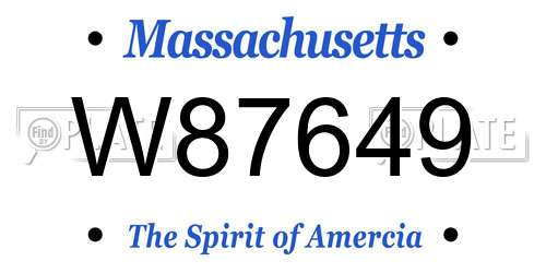W87649 Massachusetts License Plate