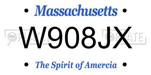 W908JX Massachusetts License Plate