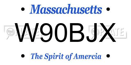 W90BJX Massachusetts License Plate