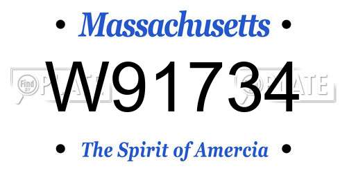 W91734 Massachusetts License Plate