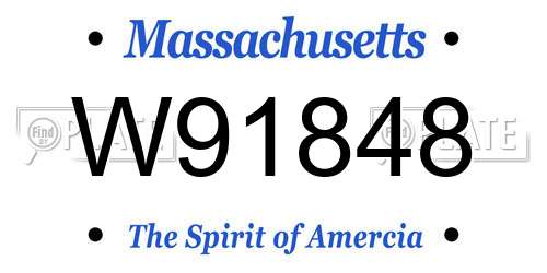 W91848 Massachusetts License Plate