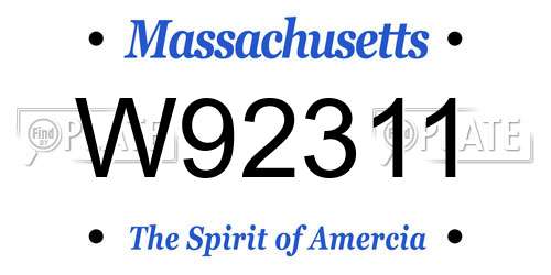 W92311 Massachusetts License Plate