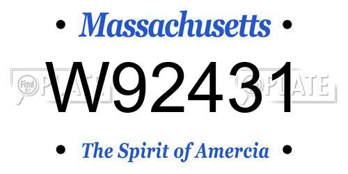 W92431 Massachusetts License Plate