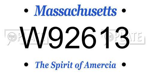 W92613 Massachusetts License Plate