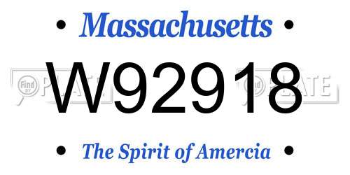 W92918 Massachusetts License Plate