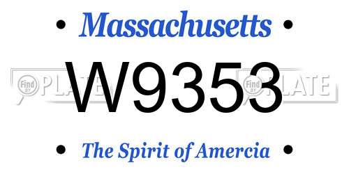 W9353 Massachusetts License Plate