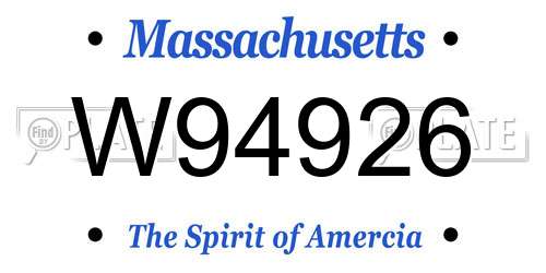 W94926 Massachusetts License Plate