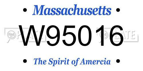 W95016 Massachusetts License Plate