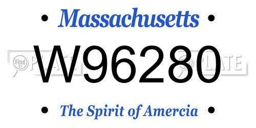 W96280 Massachusetts License Plate