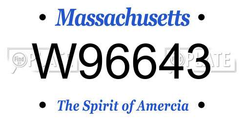 W96643 Massachusetts License Plate
