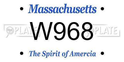 W968 Massachusetts License Plate