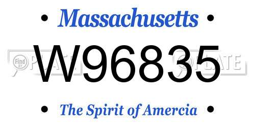 W96835 Massachusetts License Plate