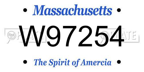 W97254 Massachusetts License Plate