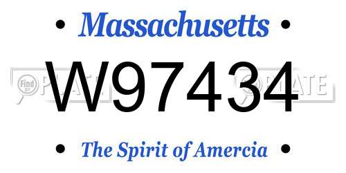 W97434 Massachusetts License Plate