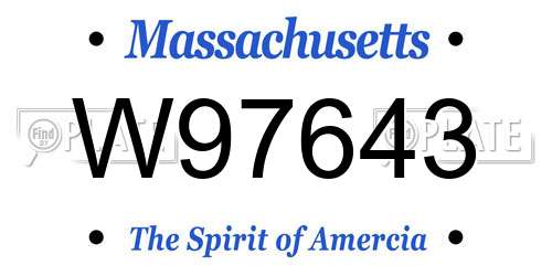 W97643 Massachusetts License Plate
