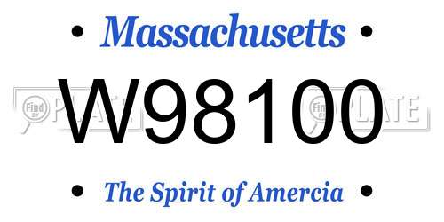 W98100 Massachusetts License Plate