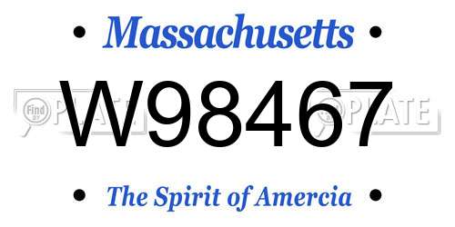 W98467 Massachusetts License Plate