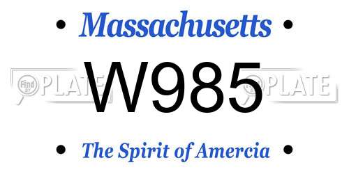 W985 Massachusetts License Plate