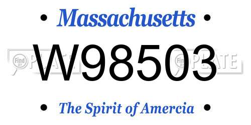 W98503 Massachusetts License Plate