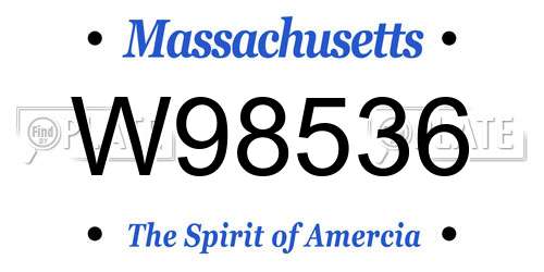 W98536 Massachusetts License Plate