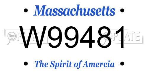 W99481 Massachusetts License Plate