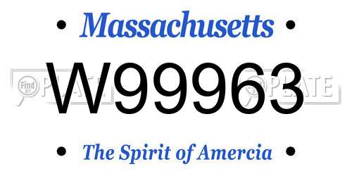 W99963 Massachusetts License Plate
