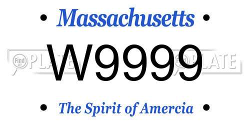 W9999 Massachusetts License Plate