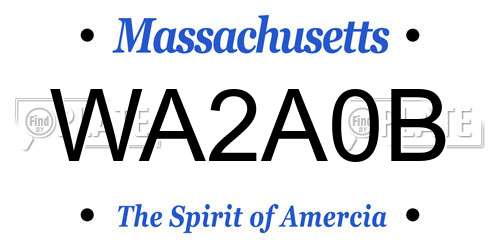 WA2A0B Massachusetts License Plate