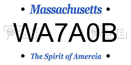 WA7A0B Massachusetts License Plate