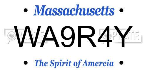 WA9R4Y Massachusetts License Plate