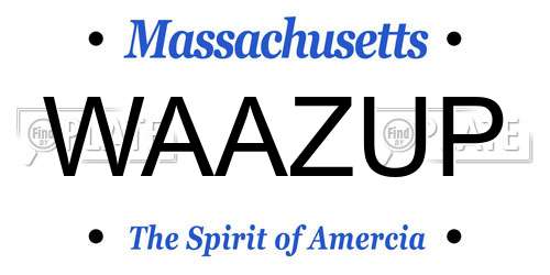 WAAZUP Massachusetts License Plate