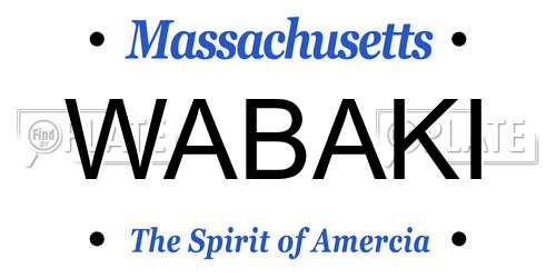 WABAKI Massachusetts License Plate